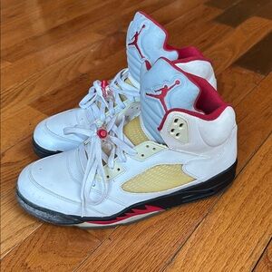 Air Jordan 5’s Sneakers White Red Black